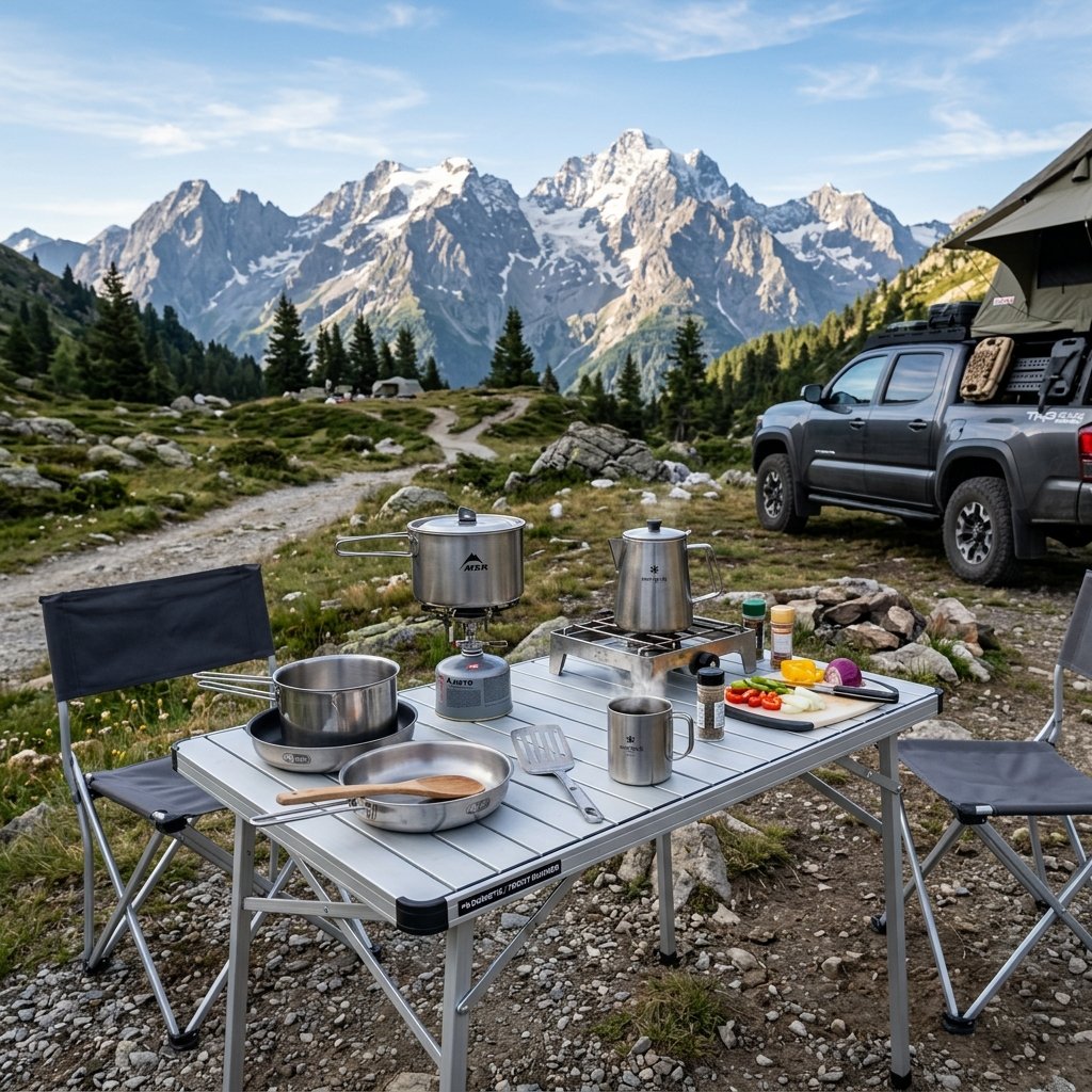 OUTPOST ROLL-TOP ALUMINUM CAMP KITCHEN TABLE